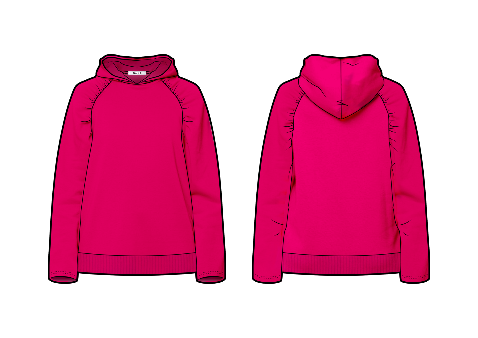 Gathered oversized hoodie CAD drawing